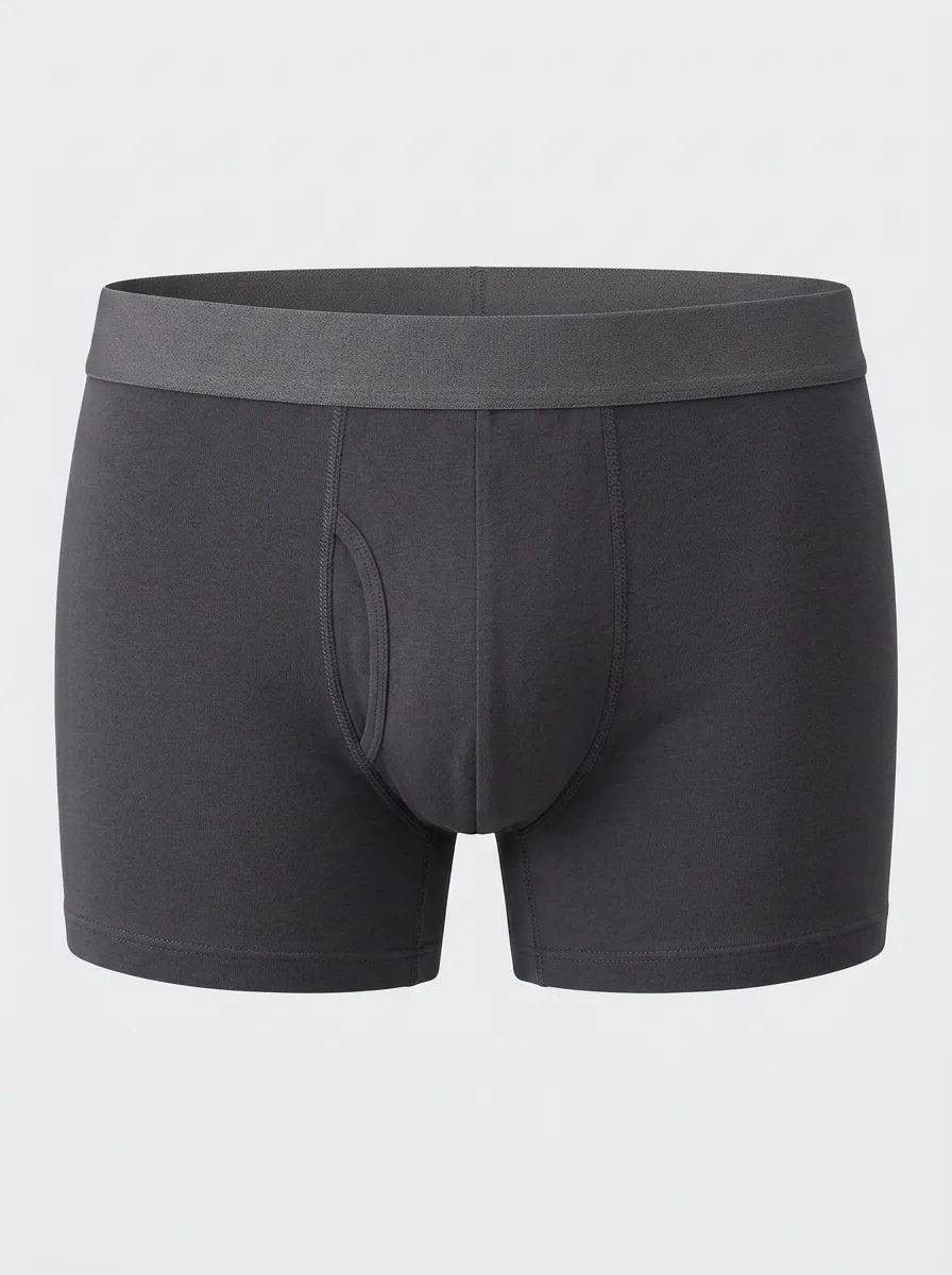 Men's Solid Charcoal Grey Cotton Boxer Briefs