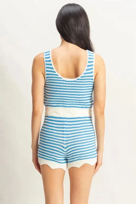 Striped Cropped Tank and Shorts Set
