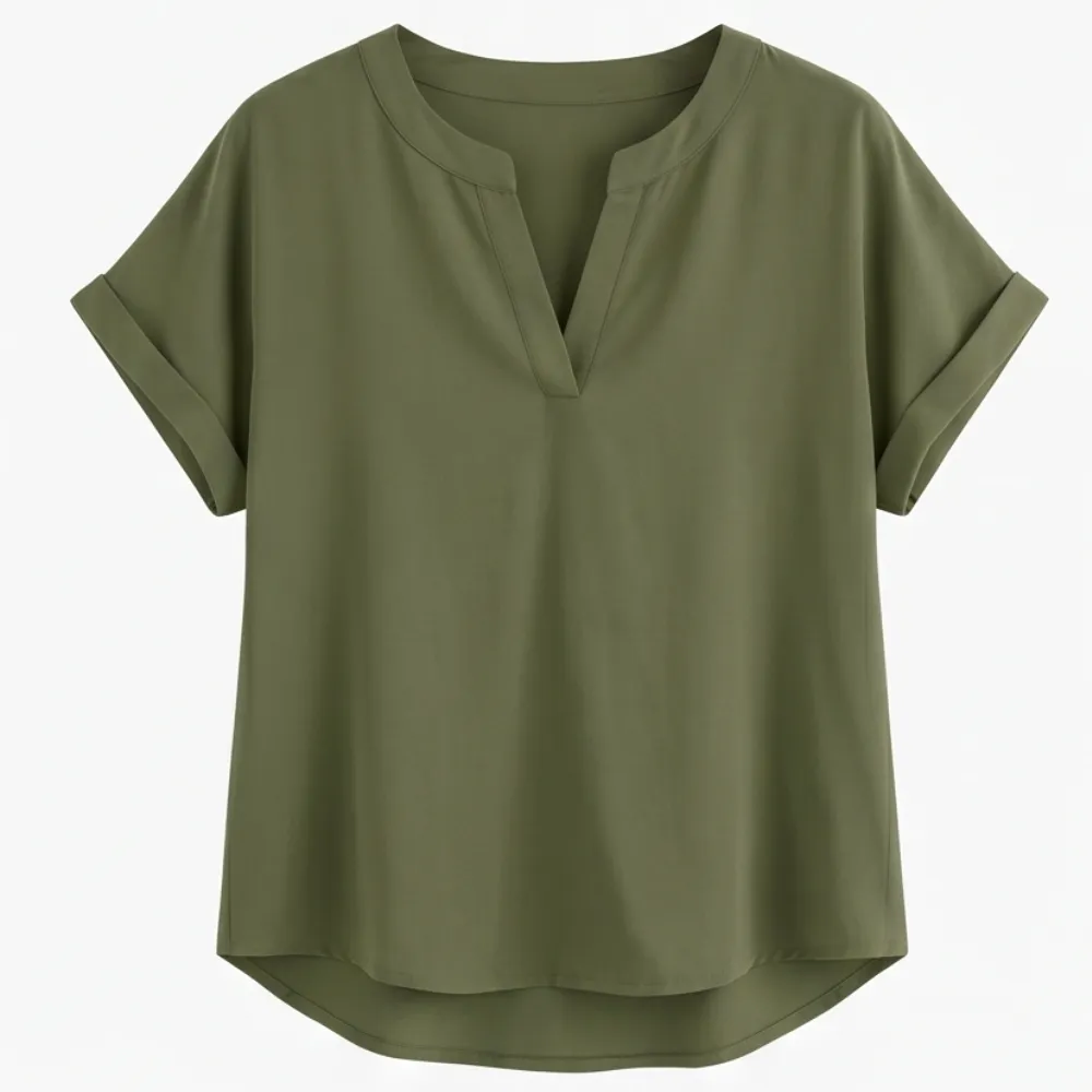 Soft Drape V Neck Blouse