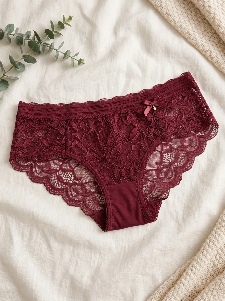 Women's Classic Floral Lace Bowknot Trimmed Panties
