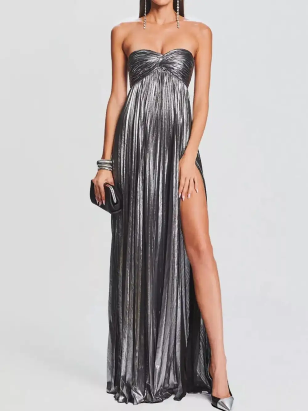 Side Slit Maxi Tie Detail Dress