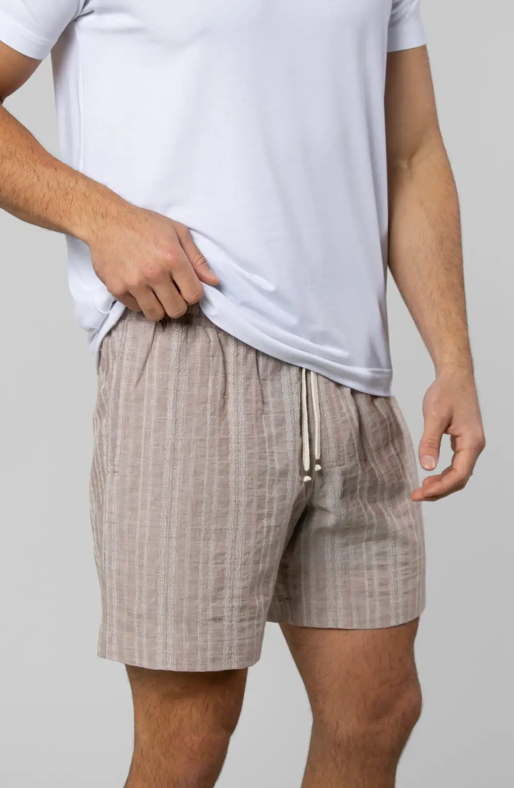 Men's Lightweight Cotton Linen Drawcord Shorts
