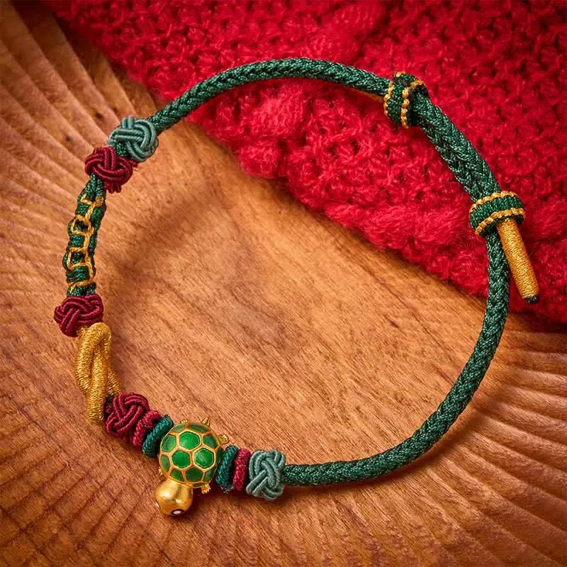 Hand Woven Copper Turtle String Bracelet