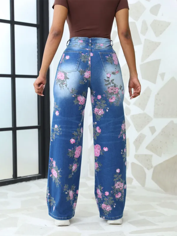 Raw Hem Polished Denim Jeans