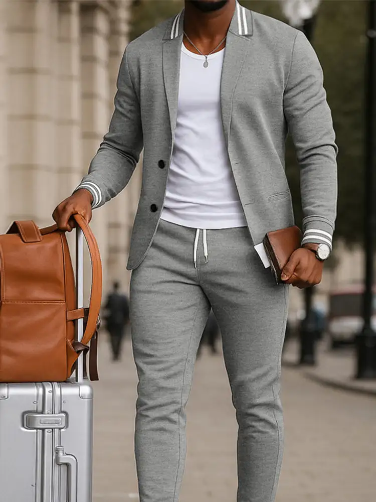 Athletic-Inspired Woven Blazer Set