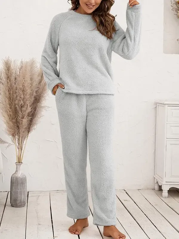 Loose Casual Home Wear Double-sided Plush Two-piece Set