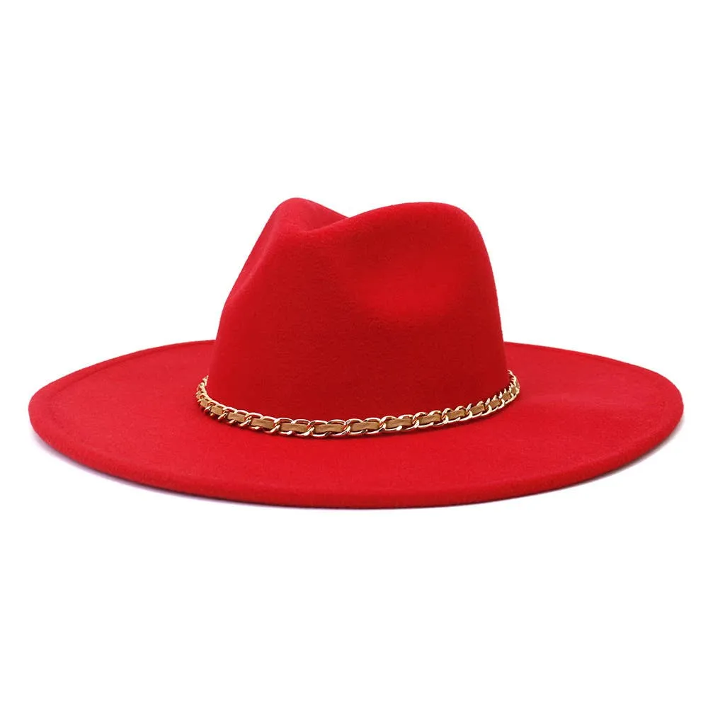Camel Chain Big Brim Peach Heart Top Hat