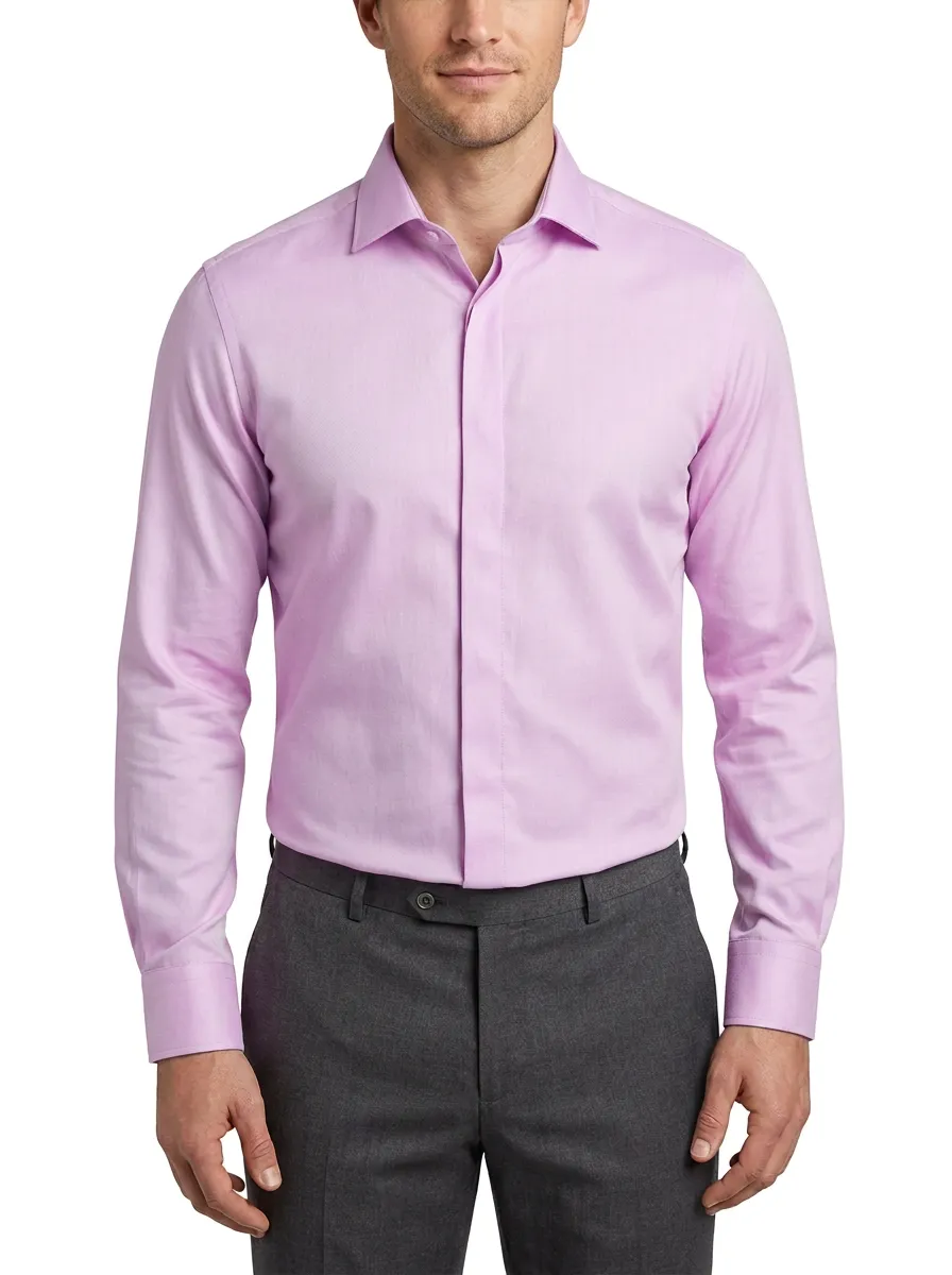 Men's Classic Business Long-Sleeve Solid Dress Shirt