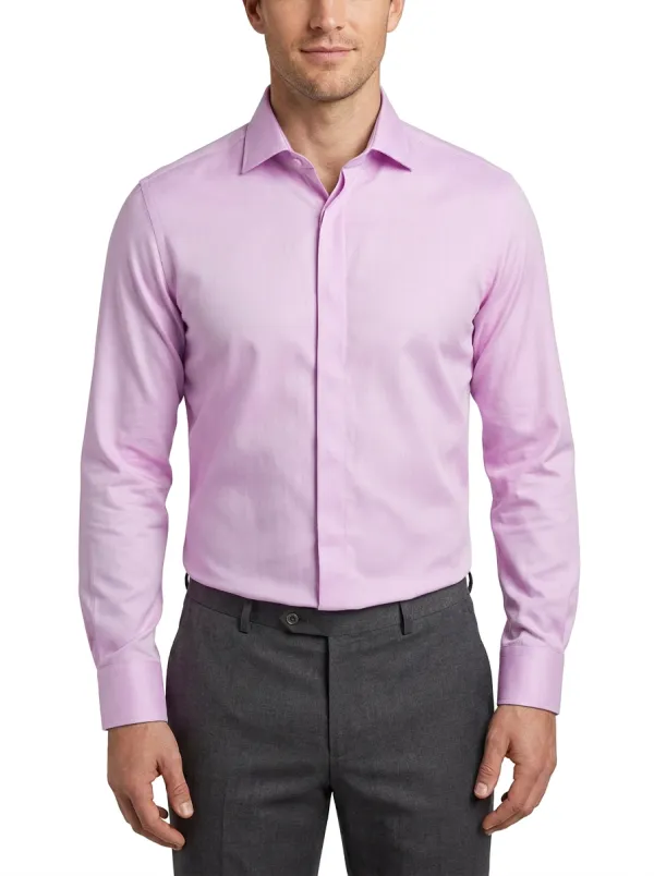Men's Classic Business Long-Sleeve Solid Dress Shirt