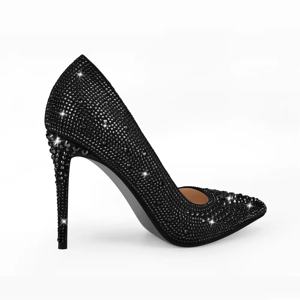 Polished Rhinestone Pointed Toe Stiletto Pumps