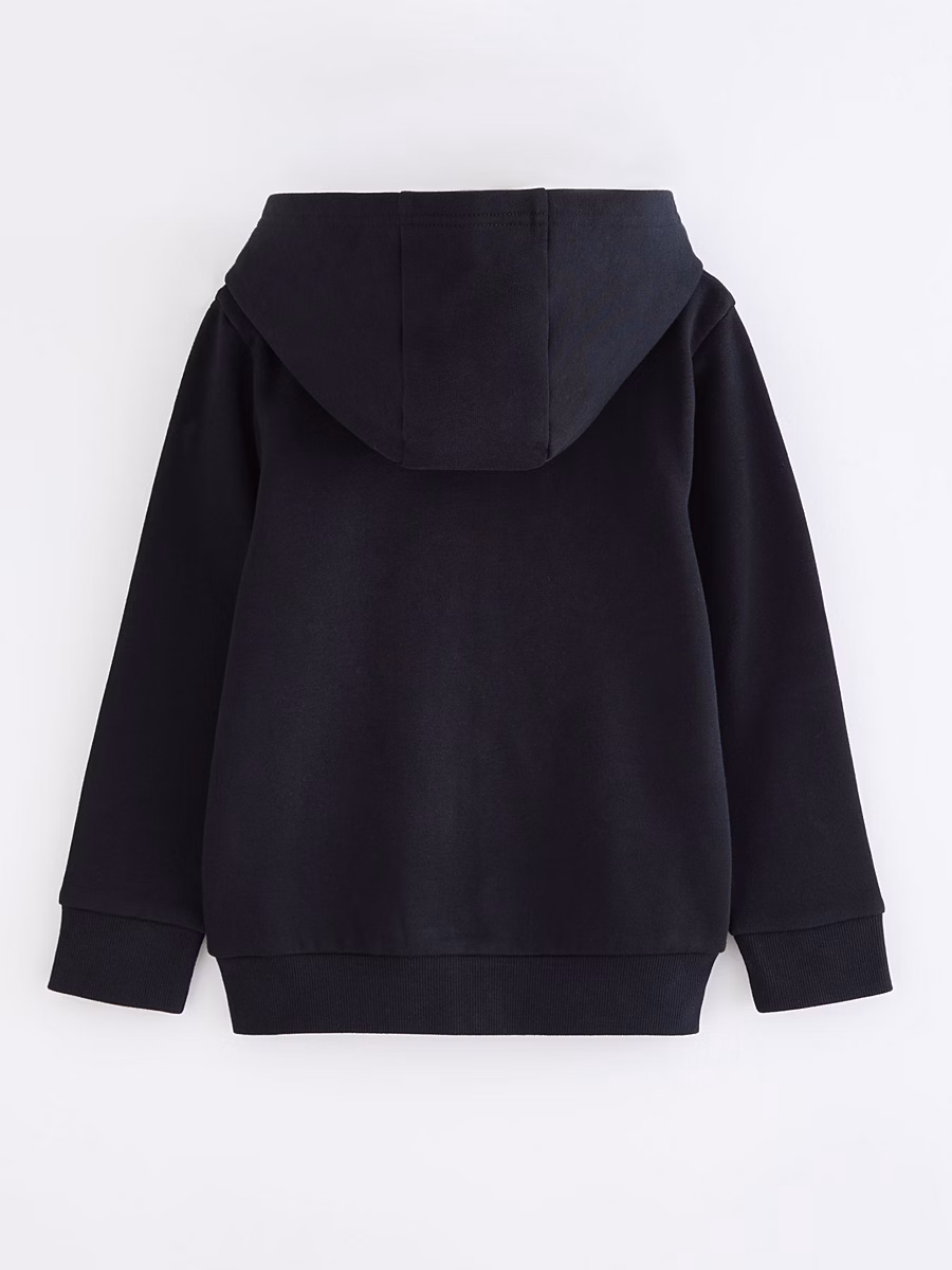 Black Zip Through School Hoody detail 2