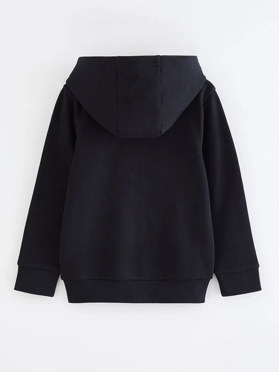 Black Zip Through School Hoody