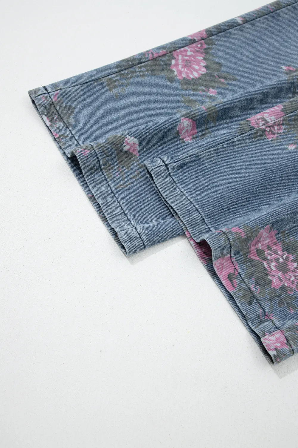 Light Blue Floral Pull On Jeans