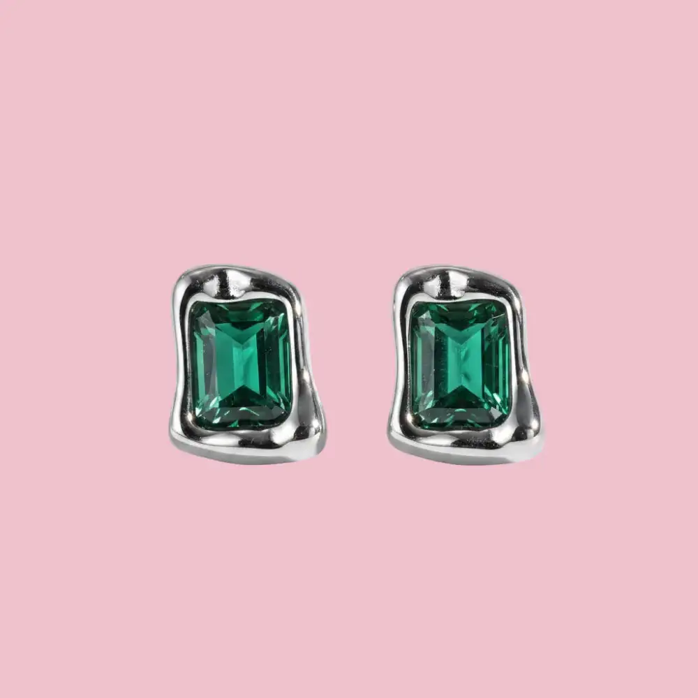 Rectangular Stone Drop Earrings