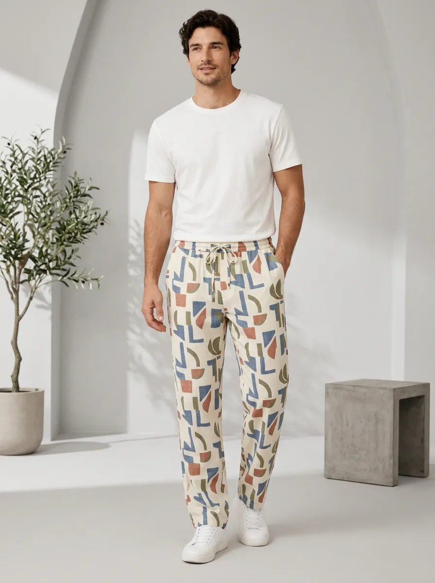 Men's Printed Geometric Abstract Pants
