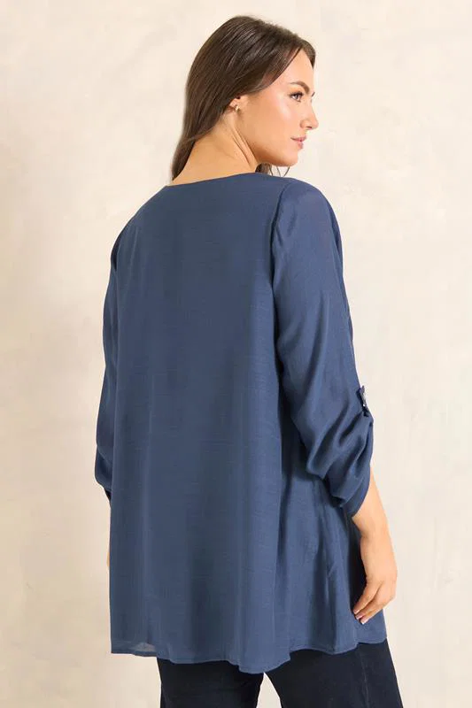 Navy Blue Double Layer Blouse detail 2