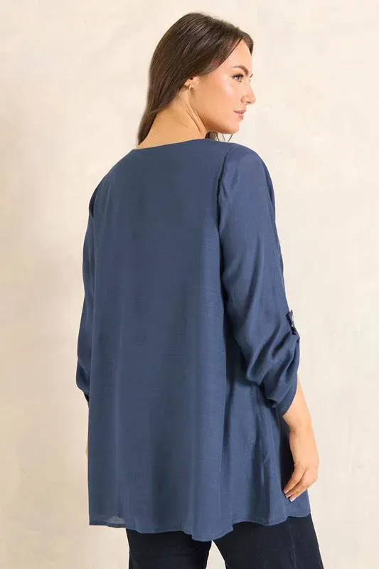 Navy Blue Double Layer Blouse