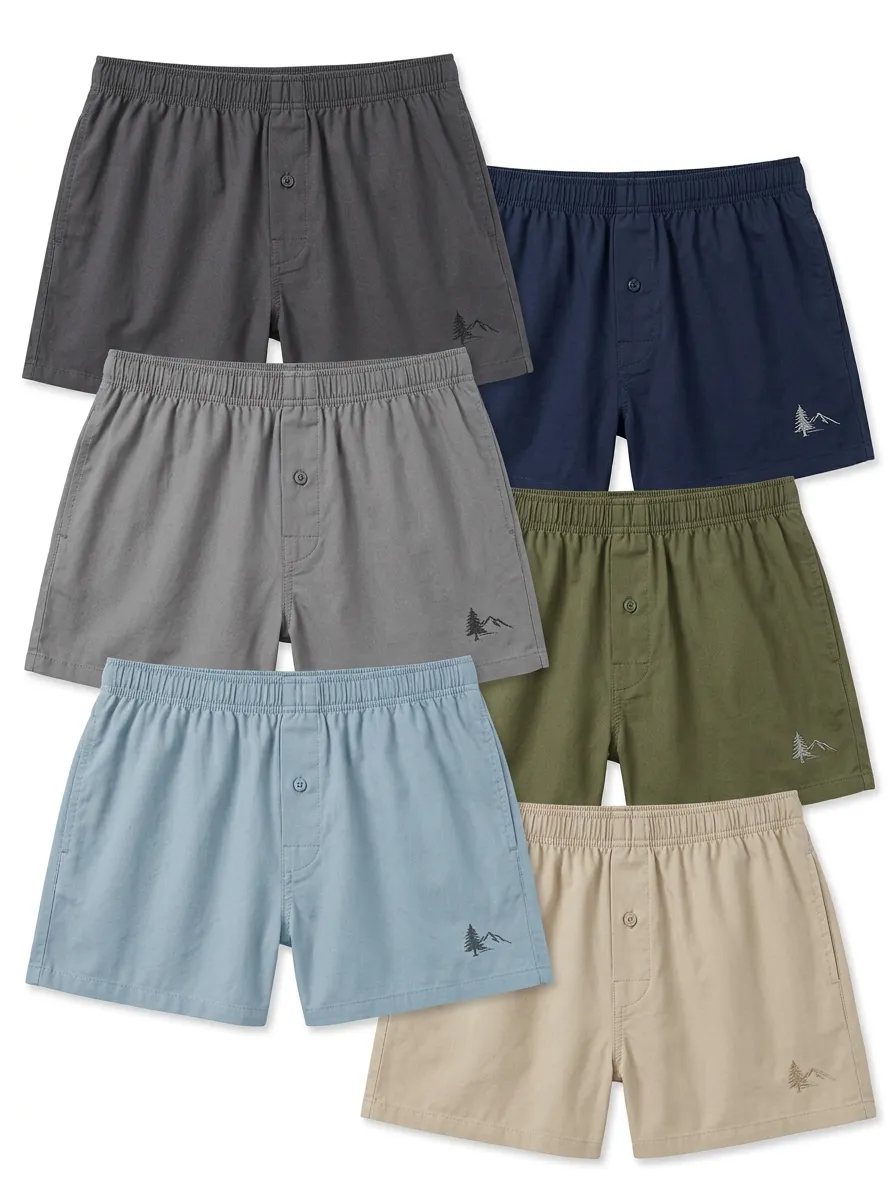Men's Mountain Pine Embroidered Button-Fly Boxer Short Set