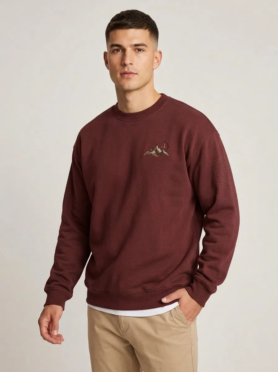 Men's Olive Green Graphic Crewneck Sweatshirt