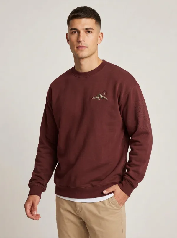 Men's Olive Green Graphic Crewneck Sweatshirt
