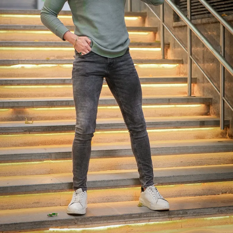 Grey Ribbed Long Sleeve Henley Shirt