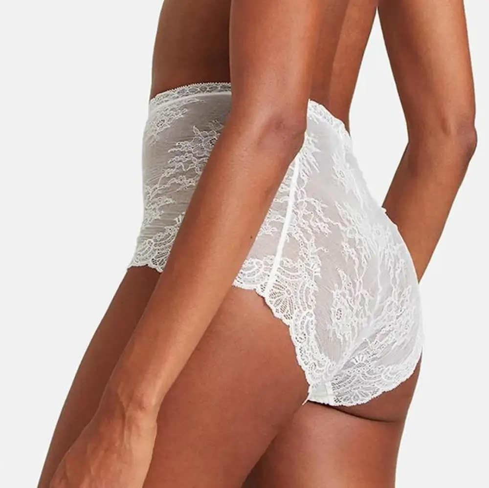 Women's Floral Lace Sheer Detail Shaping High Waist Panty