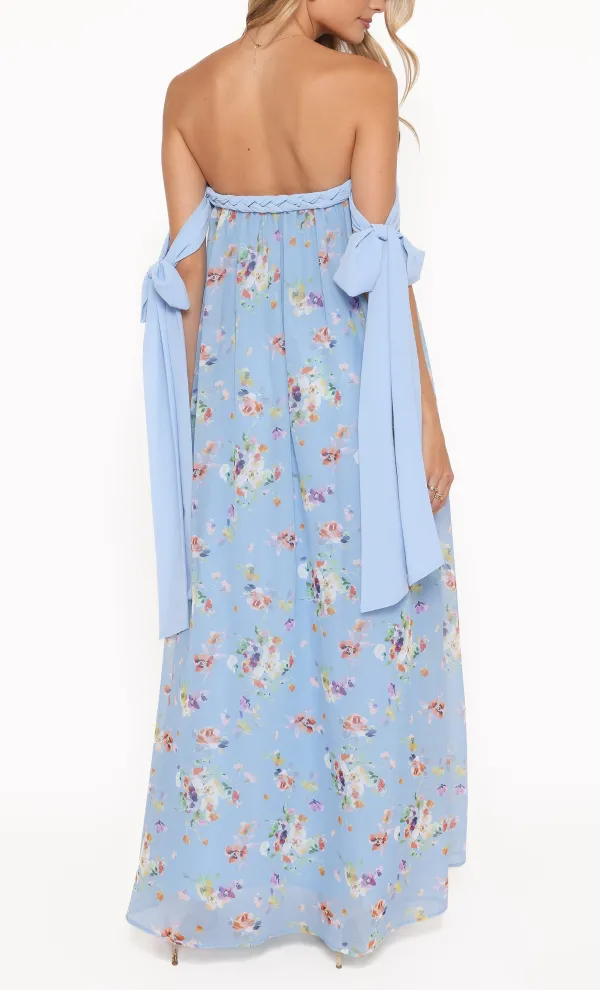 Tie Straight Neck Maxi Dress