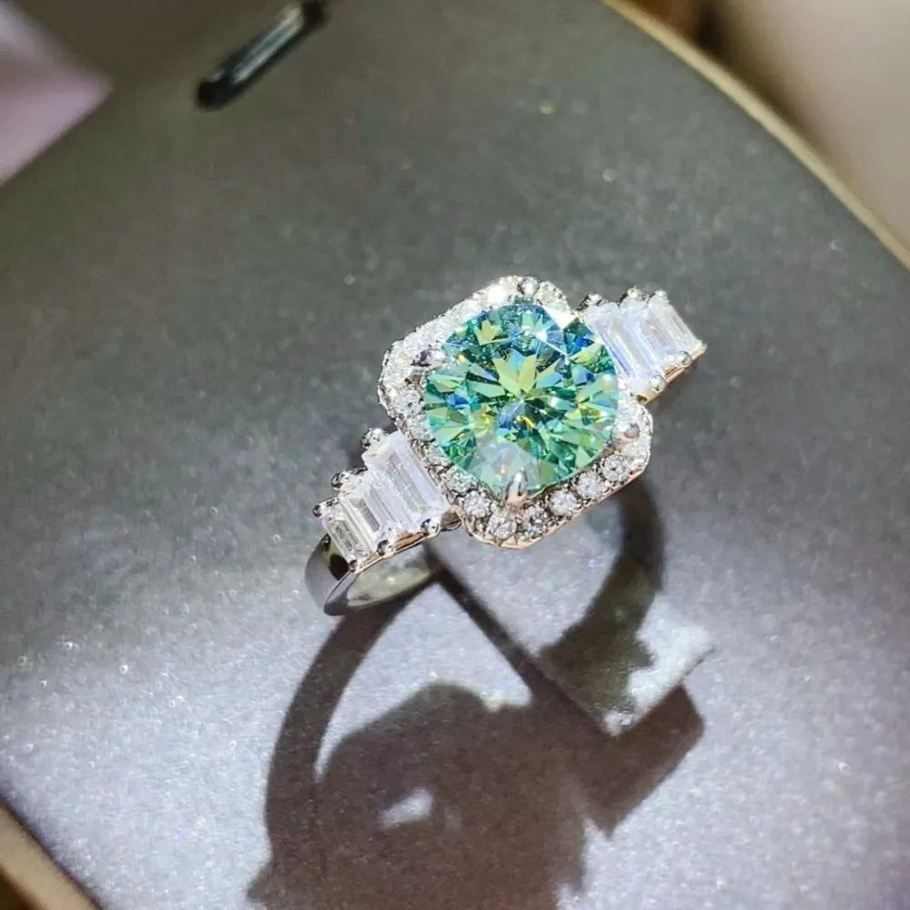 Statement Platinum-Plated Moissanite Ring