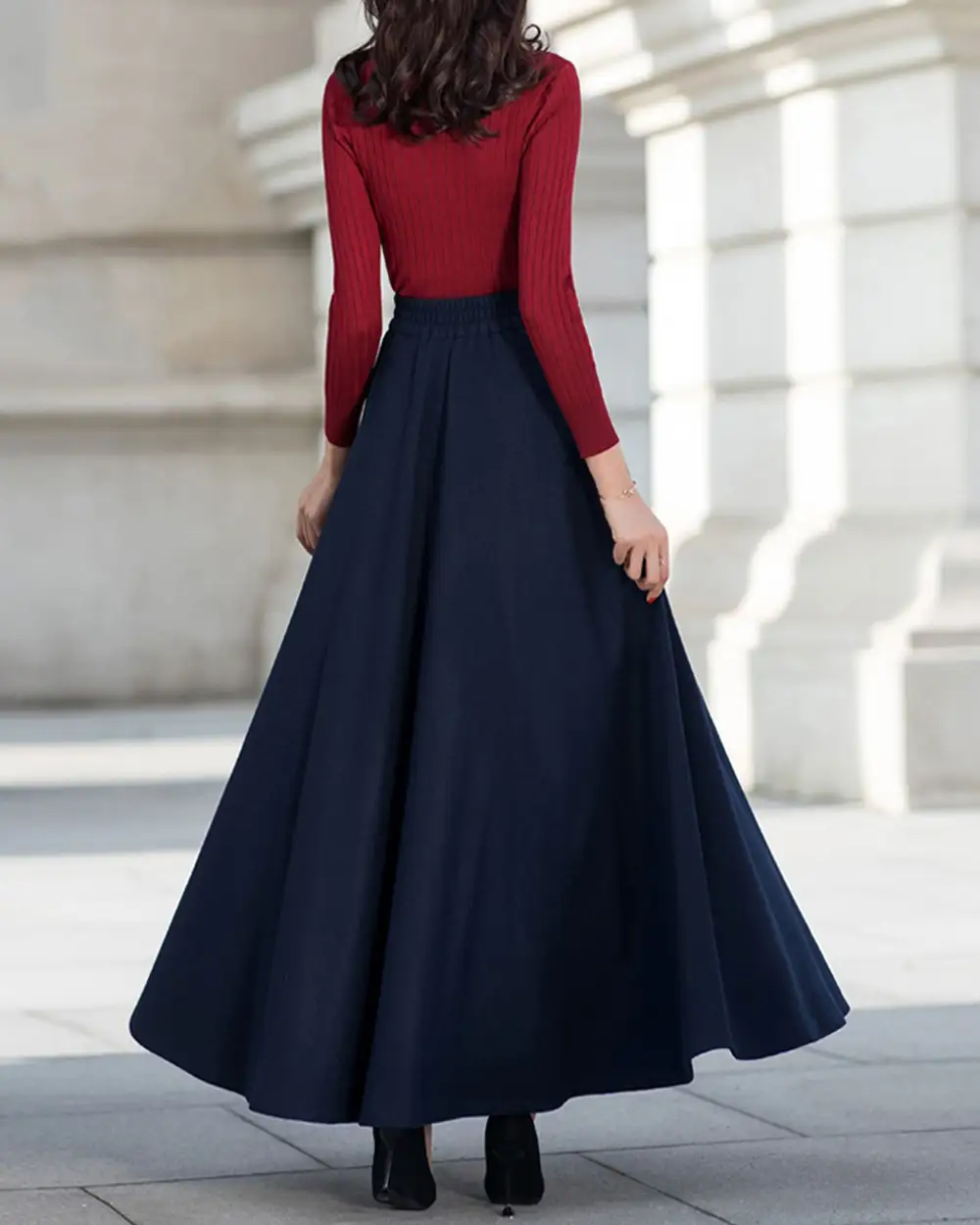 Everyday Pocketed Wool Maxi Skirt