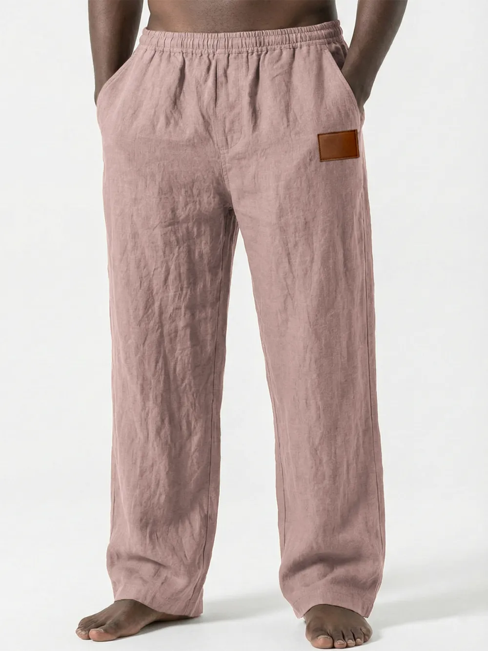 Linen Blend Seamed Detail Pants