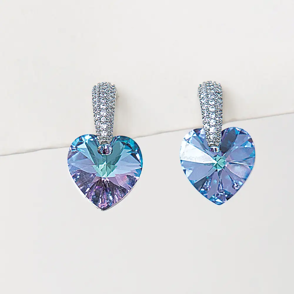 Crystal Pave Heart Drop Earrings