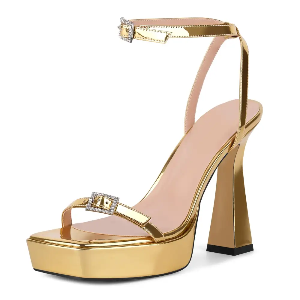 Square Toe Platform Ankle Strap Sandals