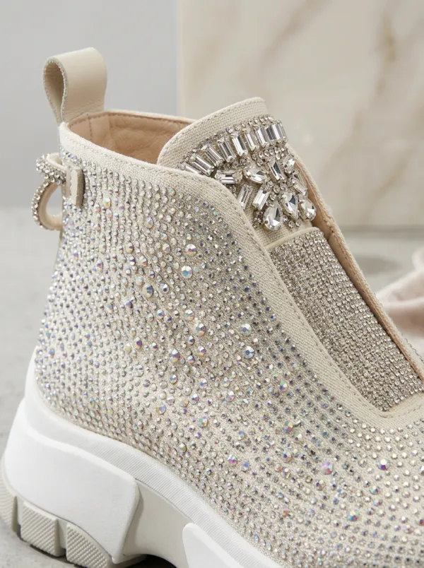 Slip-On High-Top Women's Rhinestone Platform Shoes