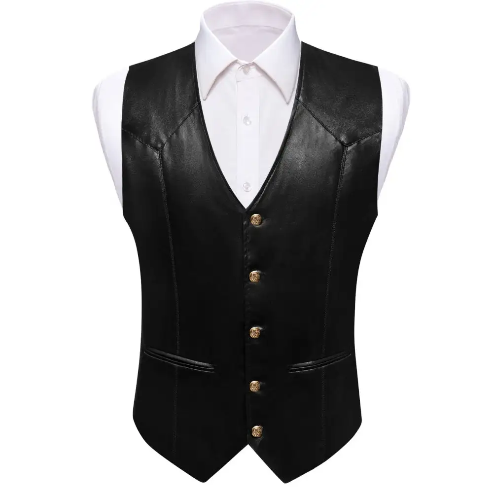 V Neck Casual Leather Dress Vest