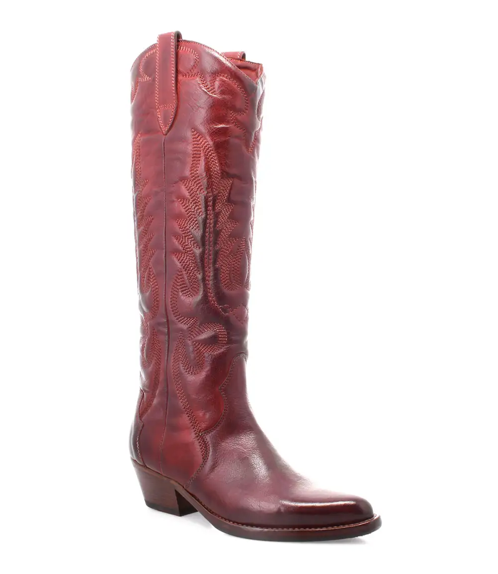 Distressed Streamlined Western Boots