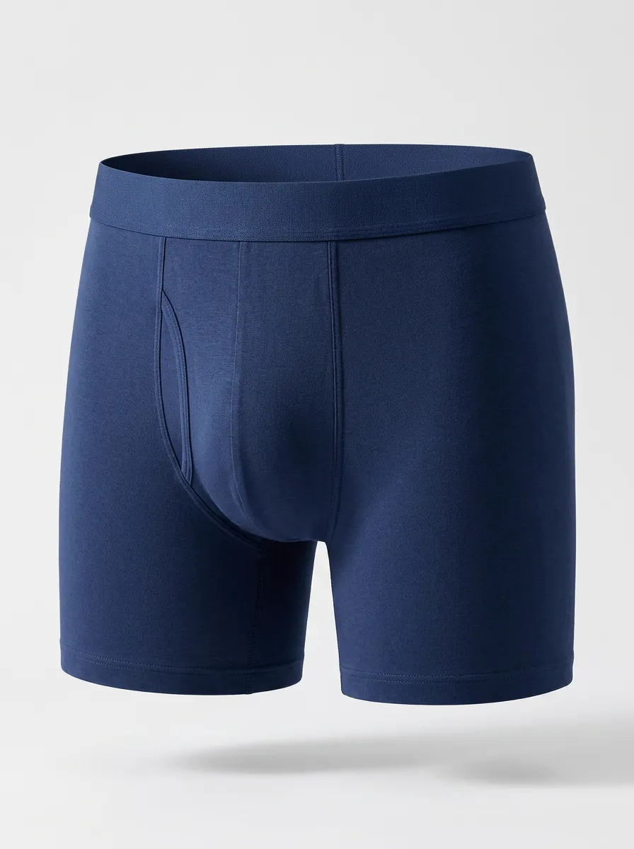 Men's Solid Navy Blue Boxer Briefs