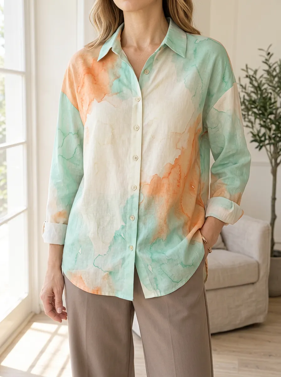 Women's Abstract Watercolor Artful Shirt