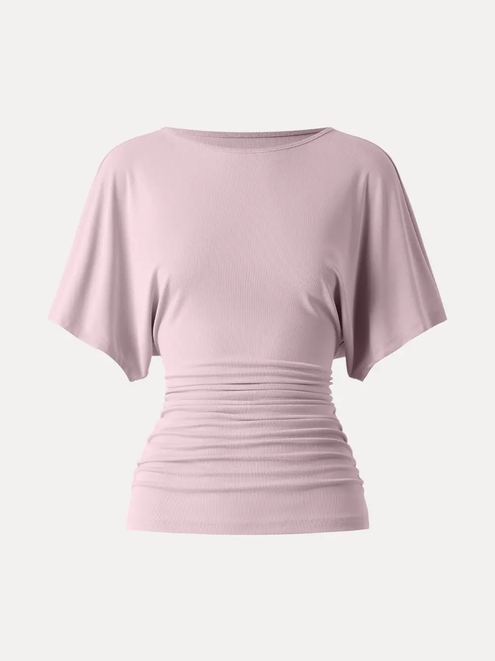 Boatneck Batwing Sleeve Side Ruched Top