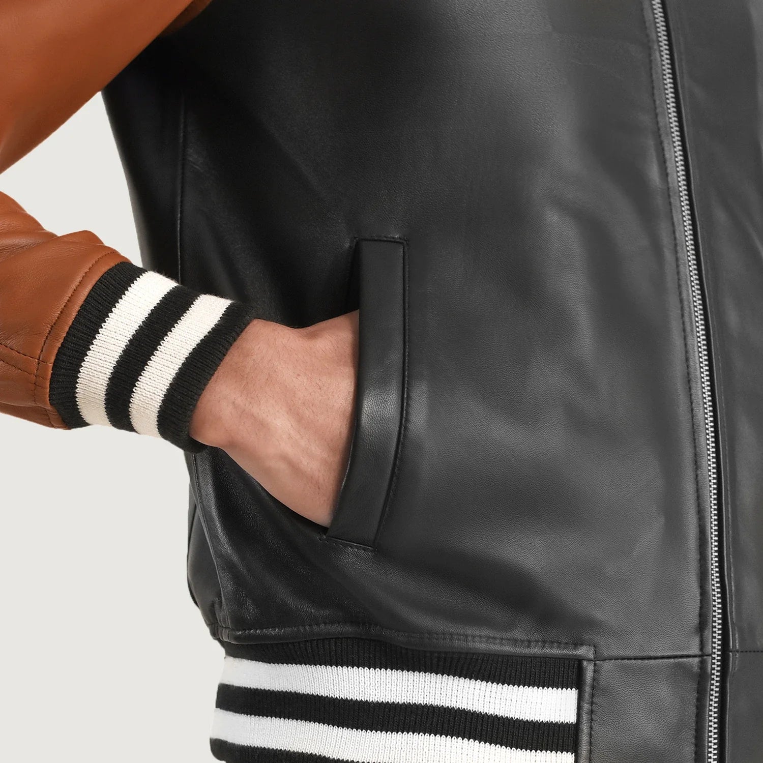 Men's Structured Leather Varsity Jacket