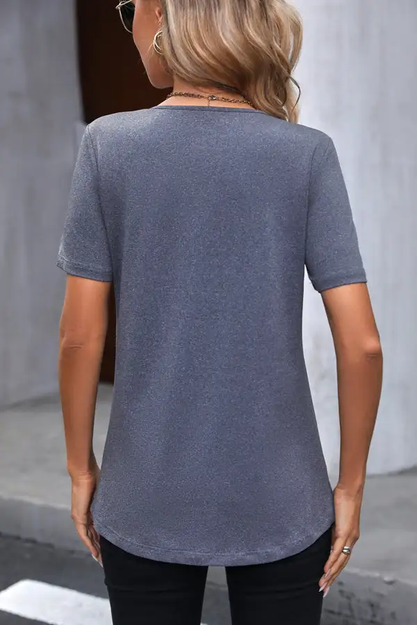 Beachsissi V Neck Short Sleeve Casual Tops