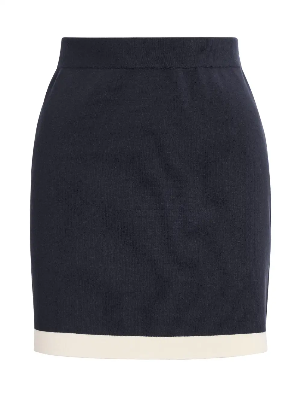 Navy Knitted Mini Skirt with White Trim