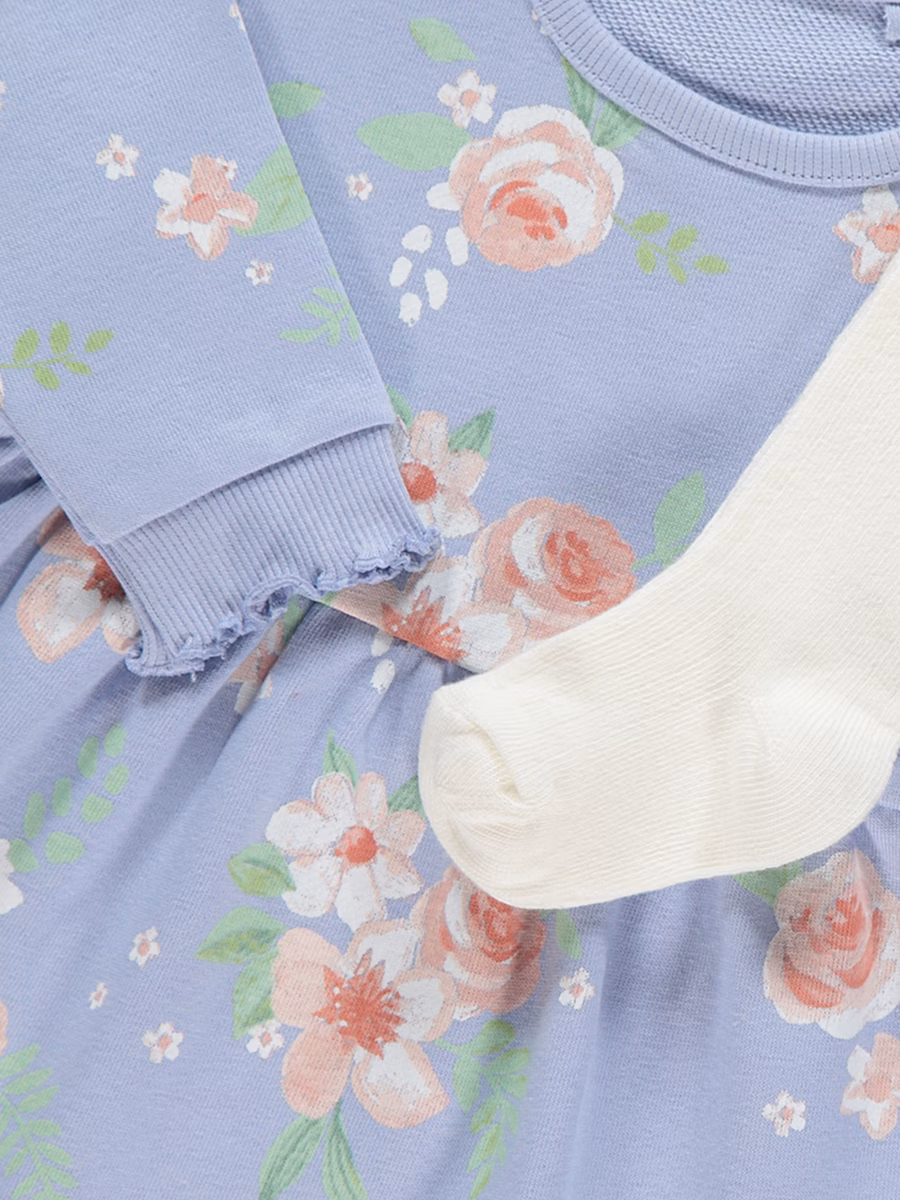 Lilac Rose Sweater Dress and Tights Outfit detail 1