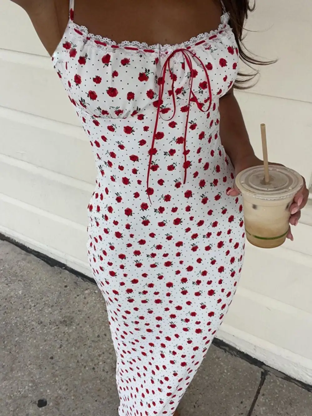 Polished Detail Floral Printed Lace Dress