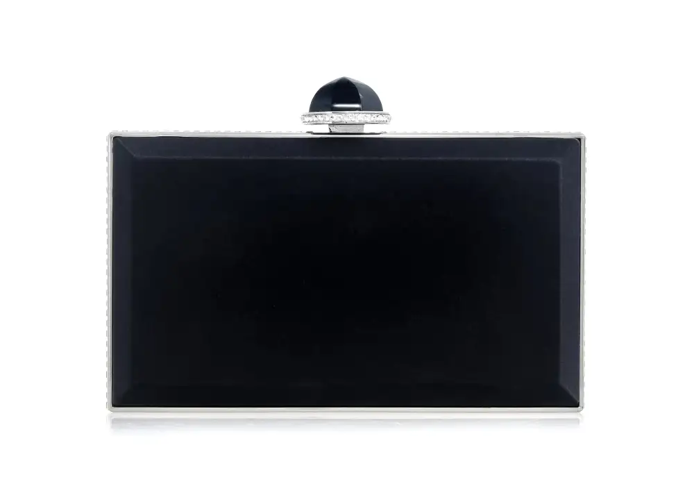 Faceted Satin Structured Frame Statement Clutch