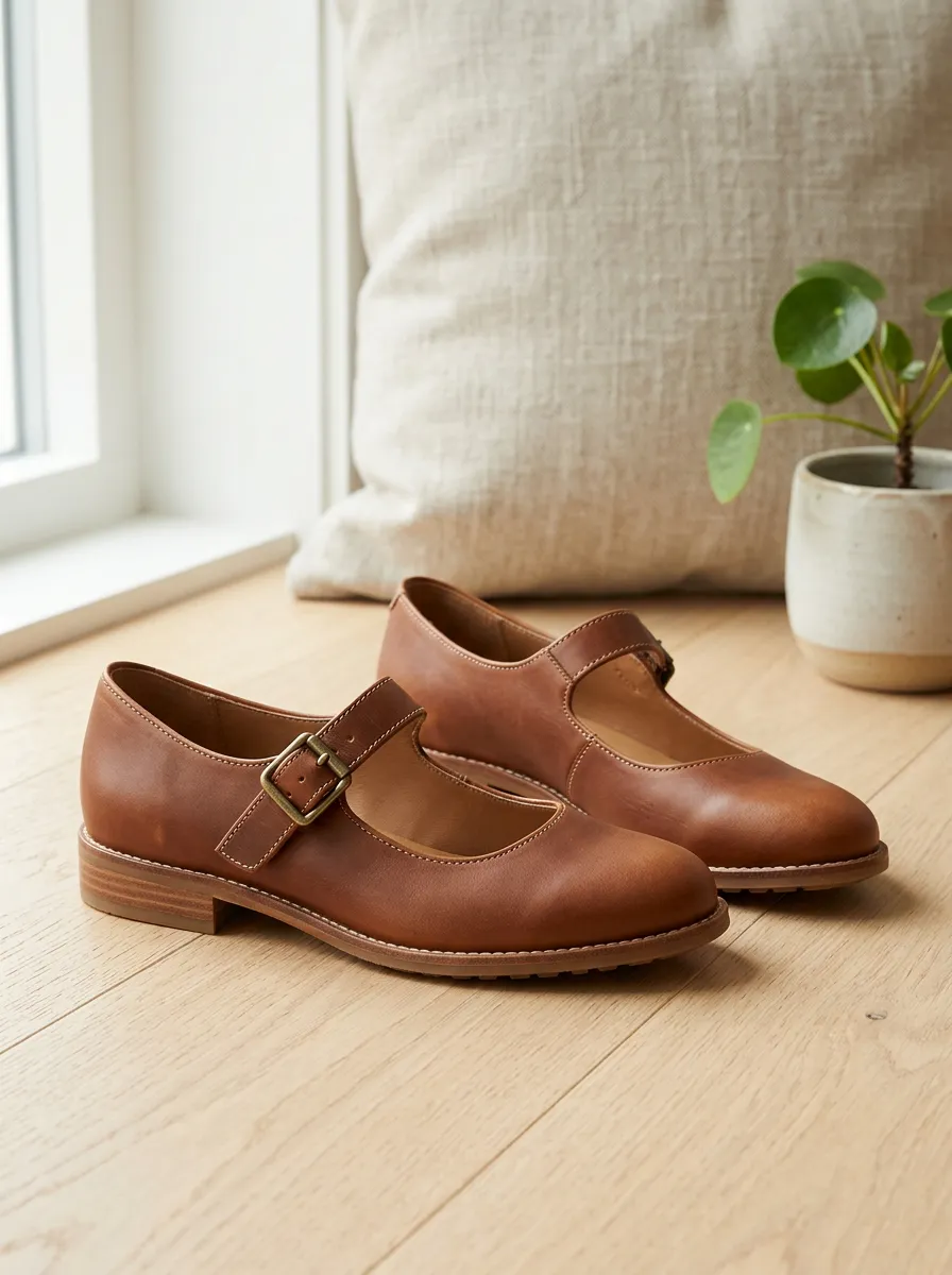Women's Vintage-Inspired Leather Mary Janes