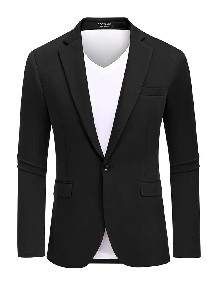 Casual One Button Knit Suit Jacket Sweater