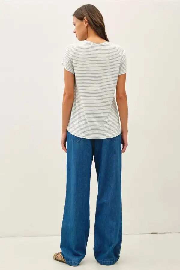 Linen Stripe Relaxed Tee