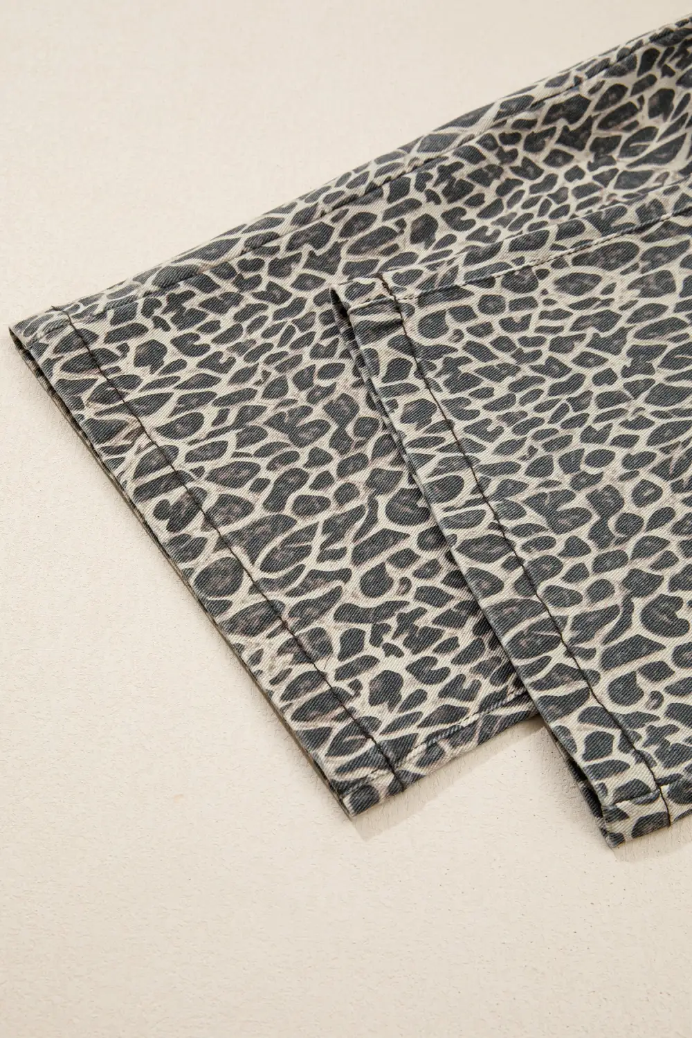 Leopard Print Straight Leg Loose Overall Denim Pants