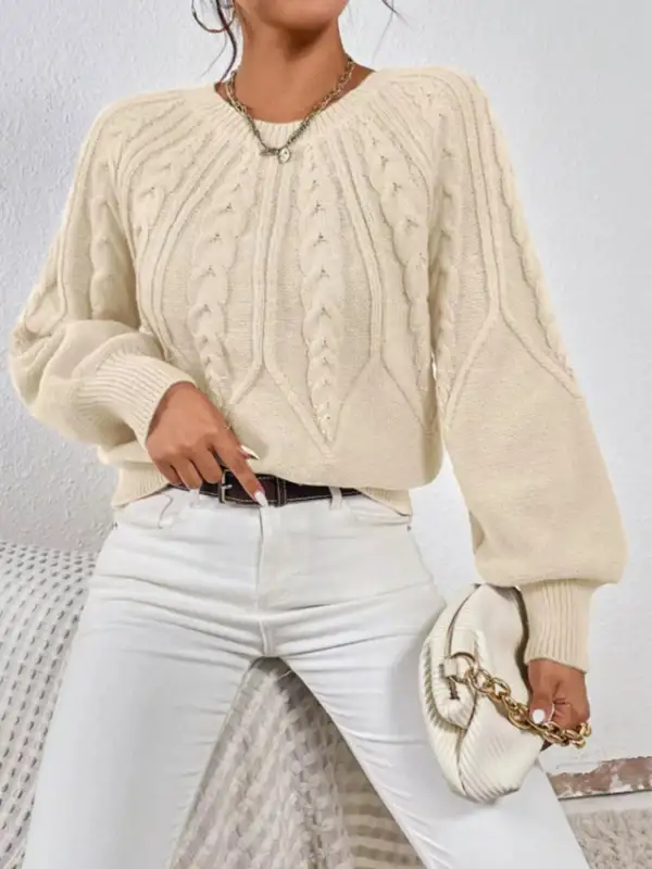 Essential Long Sleeve Cable Knit Sweater
