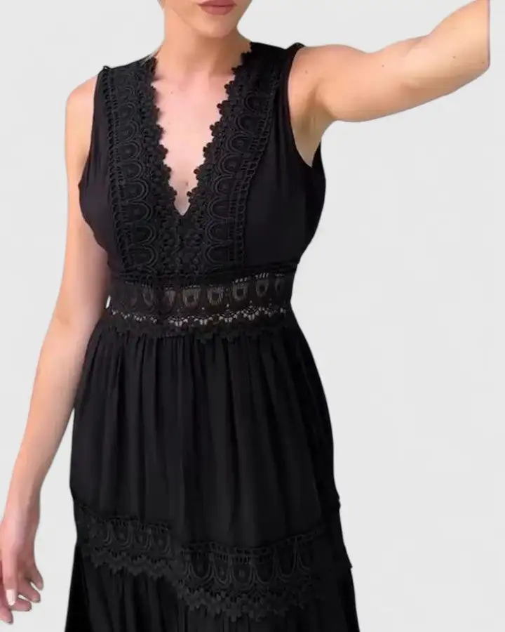  Sleeveless V Neck Dress